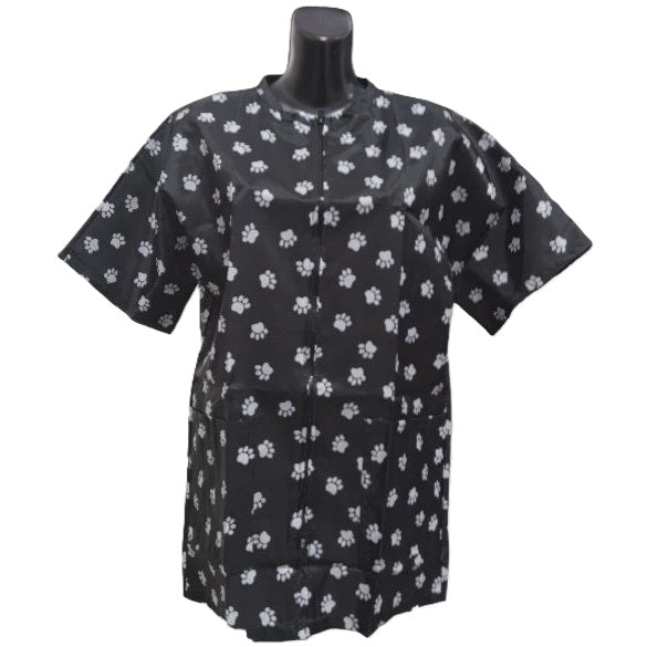 Stylist Wear Black Paw Print Smock- 2X