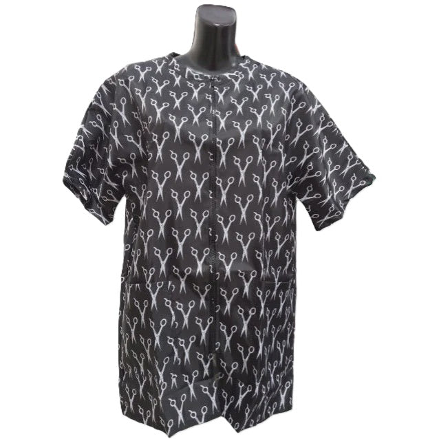 Stylist Wear Black Scissor Print Smock-Large