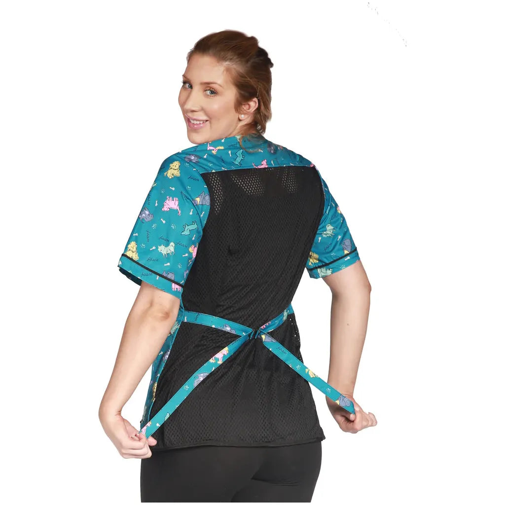 Lady Bird Teal Dog Print Smock-2X