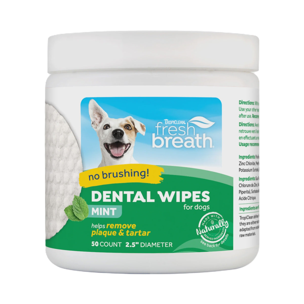 Tropiclean Dental Wipes for Dogs-50ct