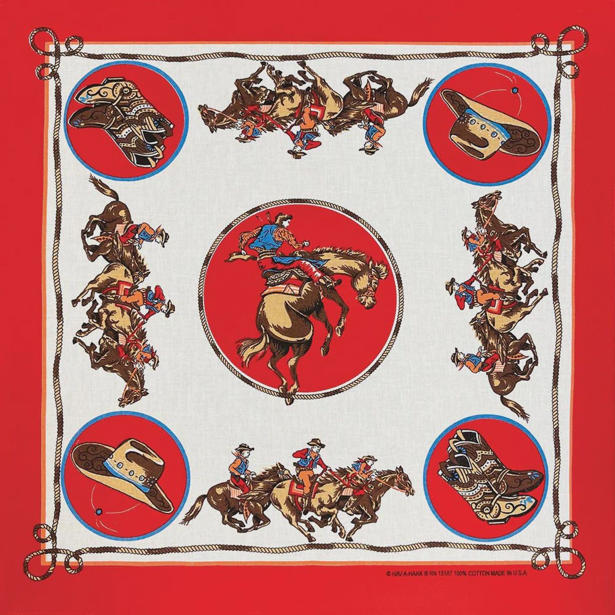 Rodeo Cowboy Red Print Bandanas