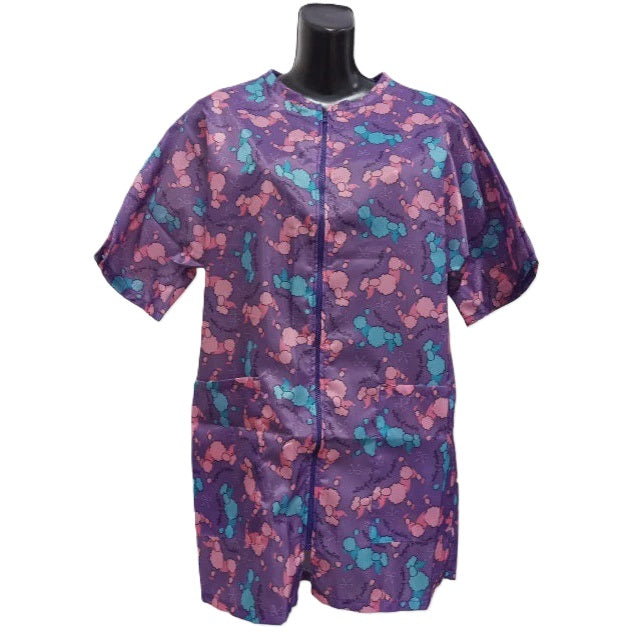 Stylist Wear Purple Poodle Print Smock-Extra Small Discontinued