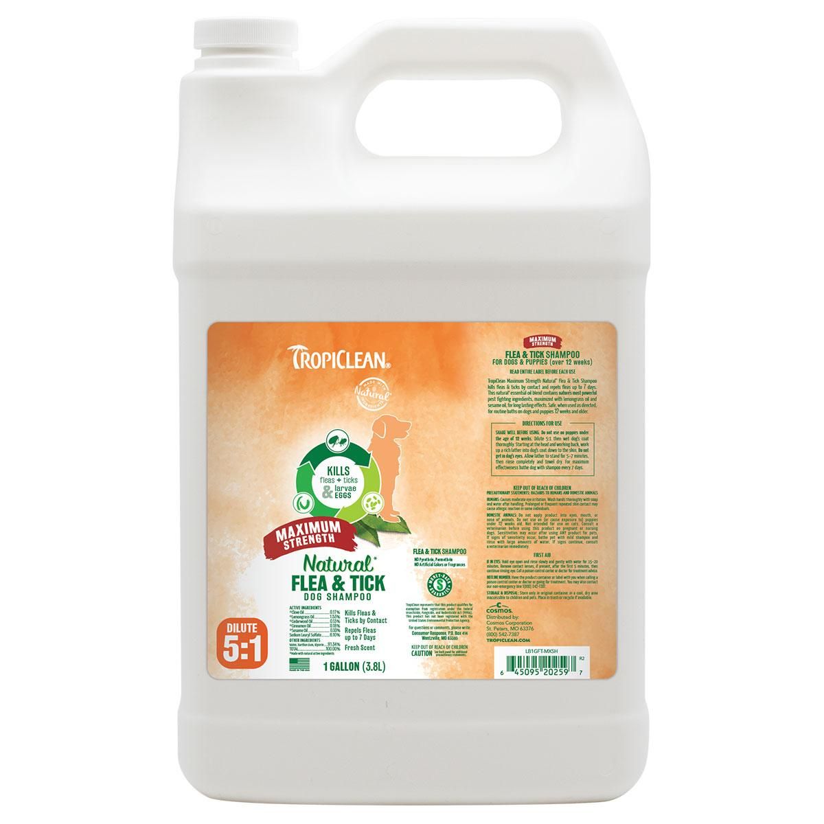 Tropiclean Flea &amp; Tick Maximum Strength Shampoo-Gallon